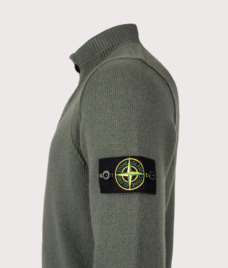Stone Island Mens Button Neck Lambswool Jumper